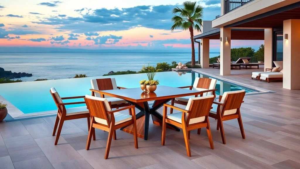 [DEMO] Modern 6-Seater Outdoor Dining Set with Teak Accents
